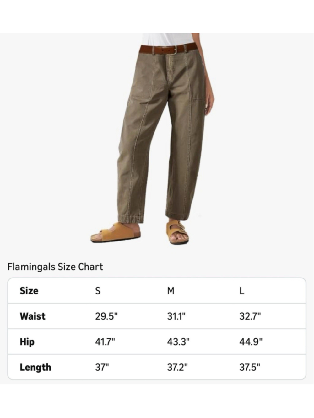 Flamingals Women Mid Waist Carrot Straight Leg Pants Casual Fashion Trendy L.